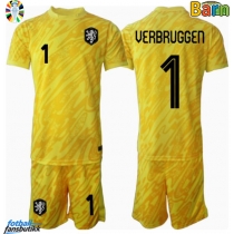 Nederland Bart Verbruggen #1 Keeper Bortedraktsett Barn EM 2024 Kortermet (+ Korte bukser)